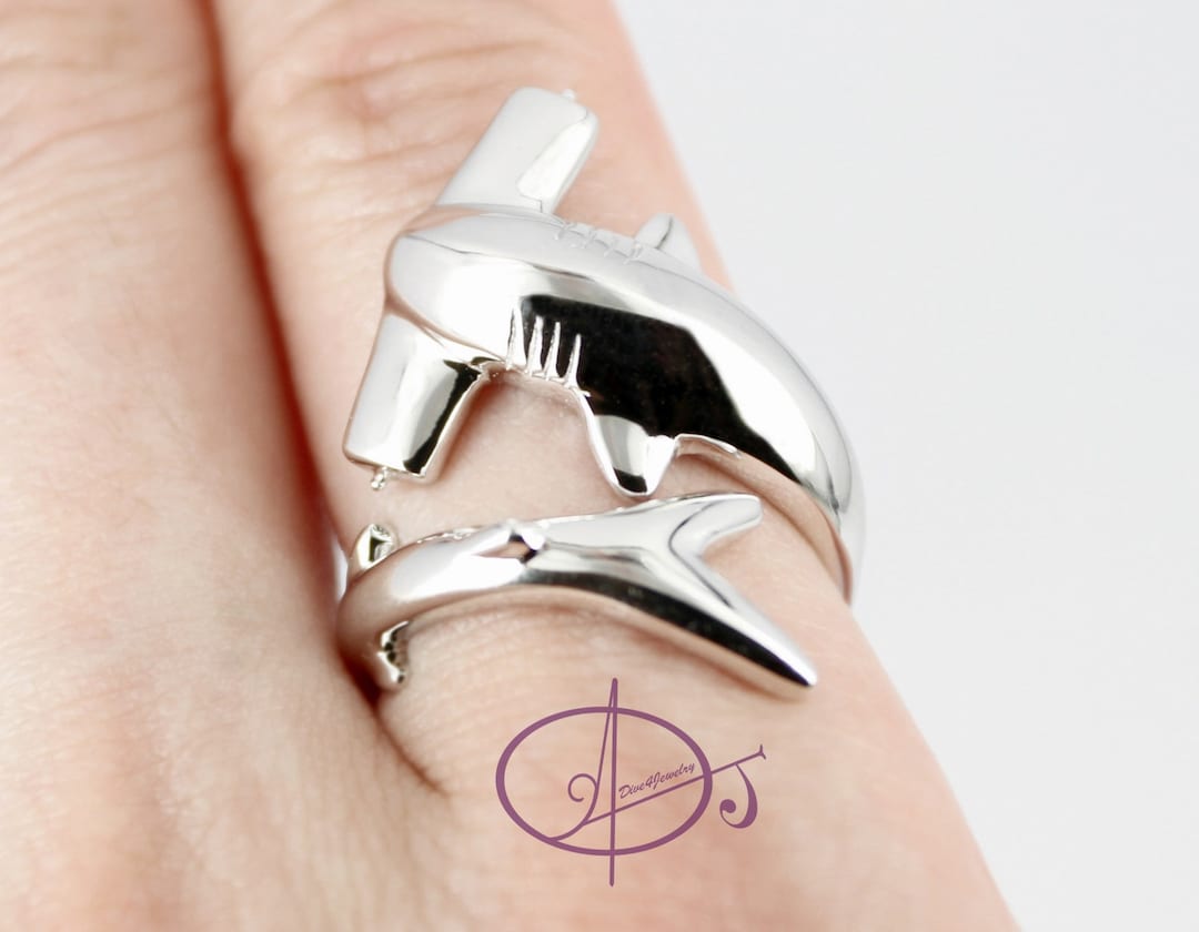 Hammerhead Shark Ring Sterling Silver Shark Ring Size Adjustable Stylish Scuba Diver Wrap Ring Summer Ocean Beach Sealife Nautical Gift Etsy Canada