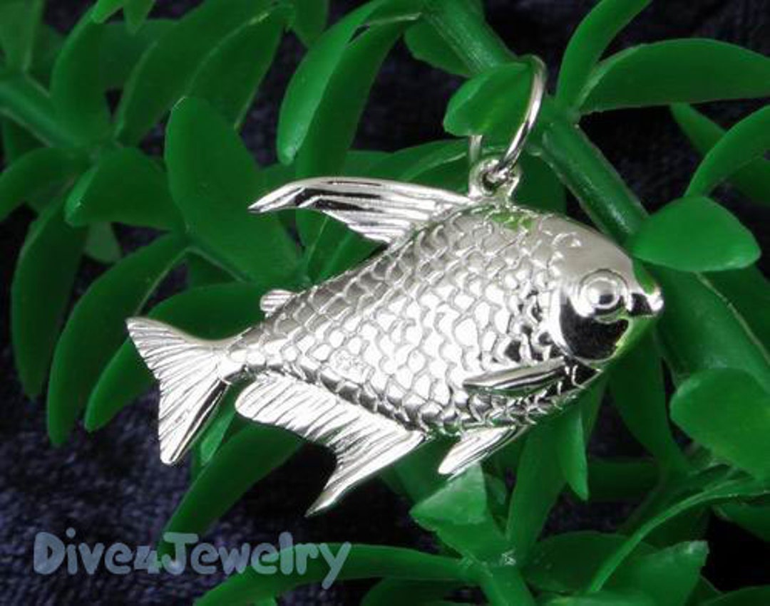 Solid 925 Sterling Silver Carp Fish Pendant Necklace Fish Necklace 3d ...