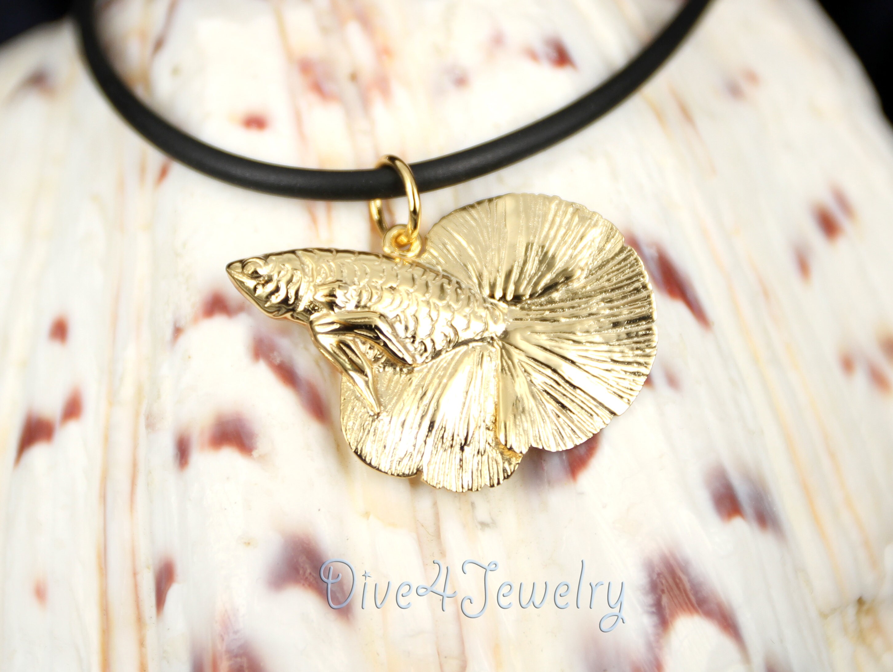 Betta Fish Pendant Necklace Sterling 