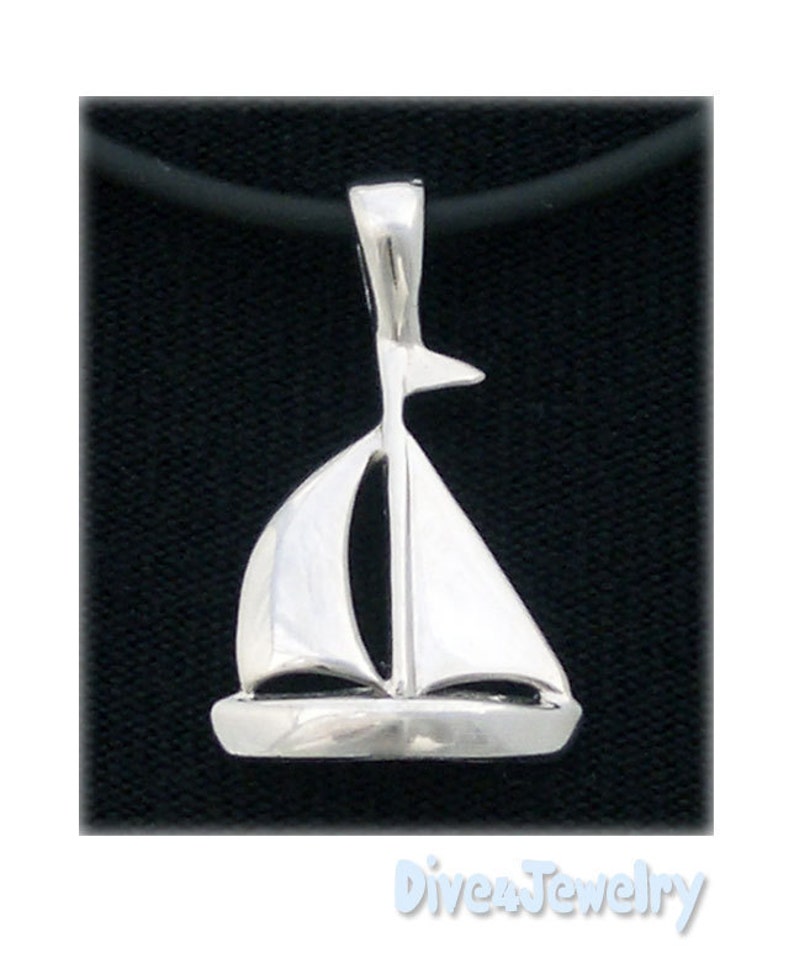 Sail boat Necklace Sterling Silver Rhodium Plated Pendant Sailor boat charm