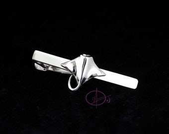 Manta Ray Tie Clip in Solid 925 Sterling Silver Rhodium plated Men jewelry Ocean Nautical Scuba Diver Manta sting ray Jewellery