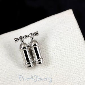 Dive tank cufflinks Solid 925 Sterling Silver 3D Scuba Diving Dive Twin Tanks Cuff links great gift for diver image 3