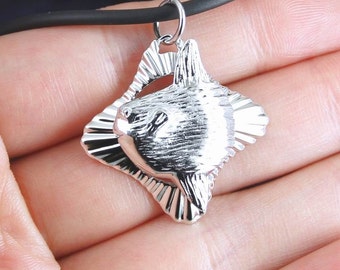 Mola Mola Pendant in Sterling Silver with Necklace Ocean Sunfish Bony fish necklace cool scuba diver gift