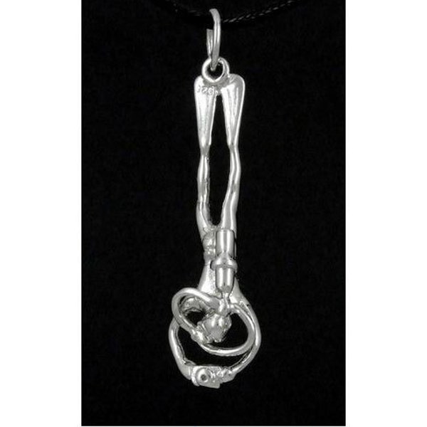 Pendentif 3D plongeur collier photographe sous-marin massif 925 argent Sterling avec collier plongée sous-marine