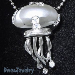 Cz Jellyfish Necklace Sterling Silver Jelly fish Pendant with Necklace Ocean Beach Jewellery image 6