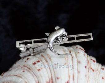 Hammerhead Shark Tie Clip  Solid 925 Sterling Silver 3D Shark Tie bar  men jewelry  men gift  diver gift