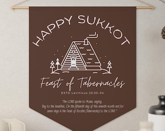 Sukkot Pennant Banner, Feast of Tabernacles, Jewish Holiday Decor