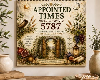 Biblical Hebrew Calendar 5787 | Messianic Calendar 2026–2027 | Shabbat, Mo'edim & Appointed Times | Hebrew Roots Wall Calendar