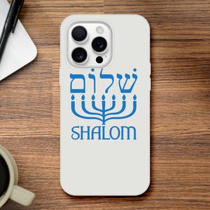 Transparent Flexi Phone Case | Shalom Menorah Hebrew Design | Shock-Resistant Slim Shell | Wireless Charging Compatible