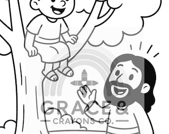 Zacchaeus in the Tree Colouring Page - Bible Story Printable (A4 PDF ...