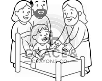 Jesus Raises Jairus’s Daughter – Coloring Page for Preschoolers