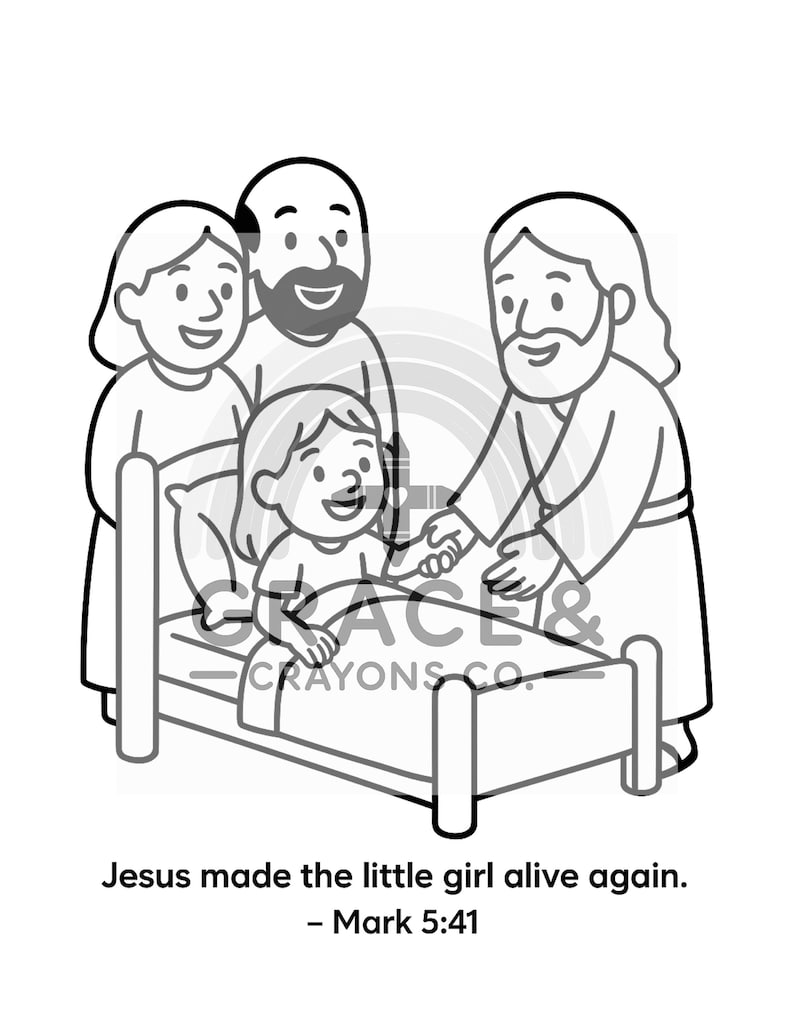 Jesus Raises Jairus’s Daughter – Coloring Page for Preschoolers - Etsy