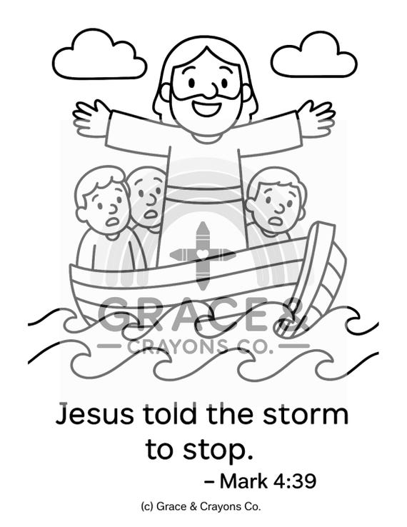 Jesus Calms the Storm – Toddler Coloring Page