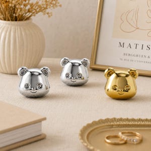 Solid Brass Bear Cabinet Knob, Gold Animal Drawer Pull for Dresser and Wardrobe