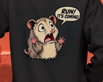 Funny Opossum Hoodie | Retro Comic Panic Graphic, Possum Lover Gift