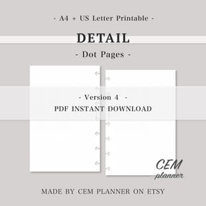 Juego de notas básicas sencillas – Insertos para miniplanificador HP｜Cuadrícula de 5 mm, dos columnas, rayado de 7 mm, punto de 3 mm｜Plantilla de estudio｜A4, tamaño carta (PDF imprimible)｜60 imagen 5