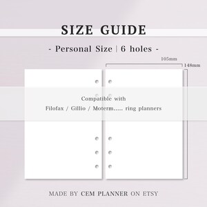 Basic Notes Papier Set｜A6 Größe 6 Ring｜Gitter, Punkt, Liniert, zweispaltige Seiten｜Casual, Memo Notes Vorlage｜A4 druckbare Einsätze｜PDF Download｜53 Bild 7
