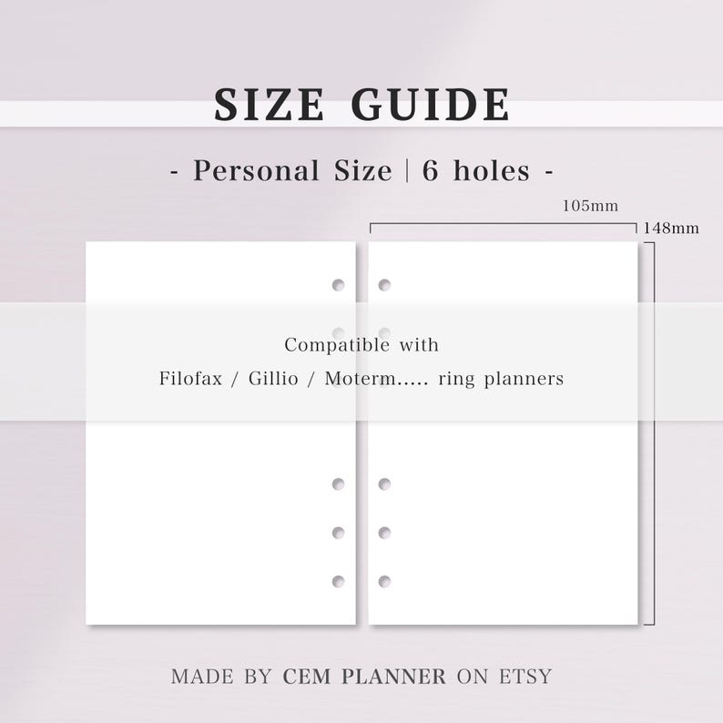 Basic Notes Papier Set｜A6 Größe 6 Ring｜Gitter, Punkt, Liniert, zweispaltige Seiten｜Casual, Memo Notes Vorlage｜A4 druckbare Einsätze｜PDF Download｜53 Bild 7