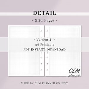 Basic Notes Papier Set｜A6 Größe 6 Ring｜Gitter, Punkt, Liniert, zweispaltige Seiten｜Casual, Memo Notes Vorlage｜A4 druckbare Einsätze｜PDF Download｜53 Bild 3