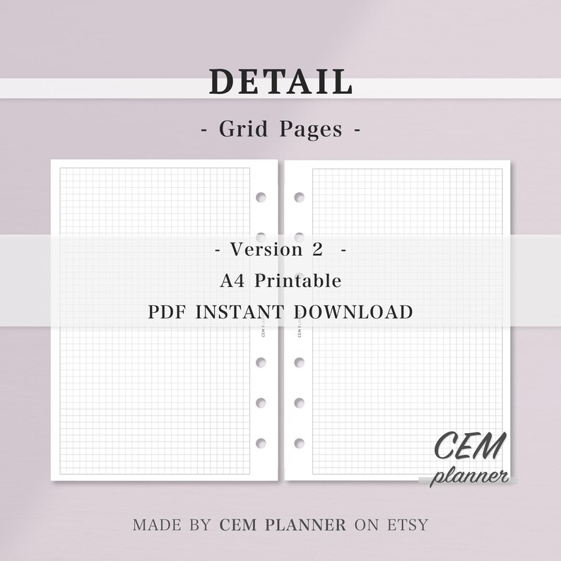 Basic Notes Papier Set｜A6 Größe 6 Ring｜Gitter, Punkt, Liniert, zweispaltige Seiten｜Casual, Memo Notes Vorlage｜A4 druckbare Einsätze｜PDF Download｜53 Bild 3