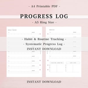 A5 Planner Inserts, Visual Habit Tracker, Weekly Progress Bar Chart, University Student Log, Study Stats & Notes, Minimalist Academic Refill