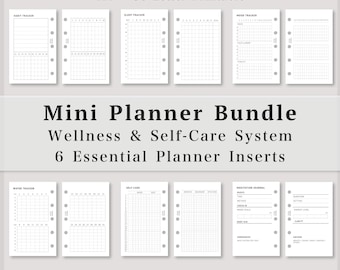 Mini M5 Planer-Einlagen zum Ausdrucken, 6-in-1-System für Wohlbefinden & Selbstfürsorge, Gewohnheiten, Schlaf, Stimmung, Wasserzufuhr, Meditation, PDF-Download