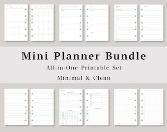 Mini M5 Printable Planner Bundle, All-in-One Ringplaner Inserts, monatliche wöchentliche tägliche Notizen, Self Care ｜B001