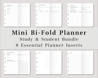 Mini M5 Faltplaner-Einlagen, 2-fach gefaltetes Lern- und Studentenpaket, Lesetagebuch, Studienplaner, Notenübersicht, Prüfungsvorbereitung, Cornell-Notizen, PDF