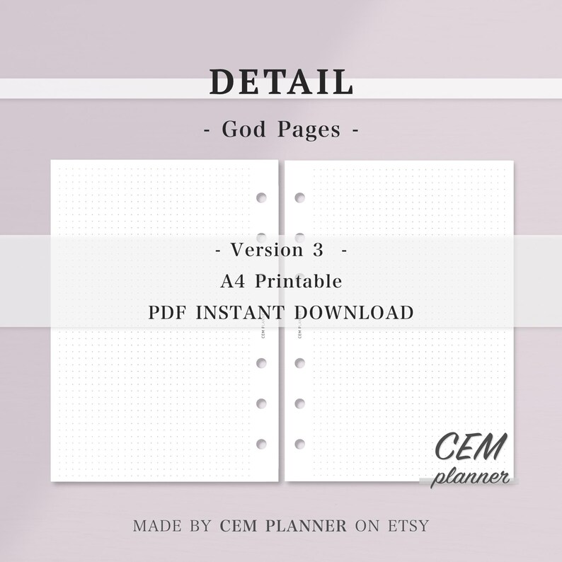 Basic Notes Papier Set｜A6 Größe 6 Ring｜Gitter, Punkt, Liniert, zweispaltige Seiten｜Casual, Memo Notes Vorlage｜A4 druckbare Einsätze｜PDF Download｜53 Bild 4