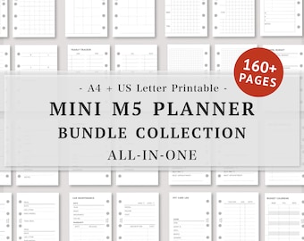 Mini M5 Planer-Bundle: Alles in einem, Ultimative Produktivitäts- und Lebensplaner-Einlagen, über 160 Seiten, 5-Ring-Ordner, PDF, Digitaler Download