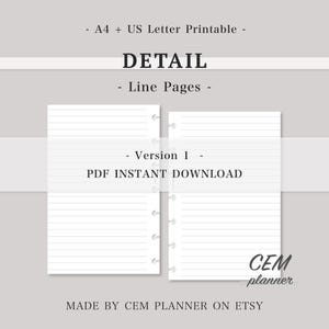 Juego de notas básicas sencillas – Insertos para miniplanificador HP｜Cuadrícula de 5 mm, dos columnas, rayado de 7 mm, punto de 3 mm｜Plantilla de estudio｜A4, tamaño carta (PDF imprimible)｜60 imagen 2