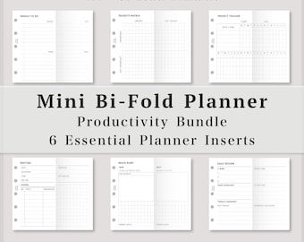 Mini M5 Faltplaner-Einlagen, 2-fach gefaltetes Produktivitätspaket, Wochen-To-Do-Liste, Prioritätenmatrix, Projekt-Tracker, Besprechungsnotizen, Ausklappeinlage