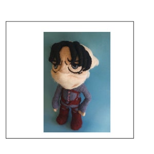 Attack on Titan - Figur Battle Levi Ackerman nålfiltsfigur | OOAK original piece-chibi