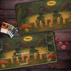 Dark Cottagecore Frog MTG Playmat: Magic The Gathering Desk Mat