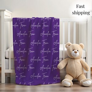 Personalized Velveteen Plush Blanket: Custom Name Nursery Decor