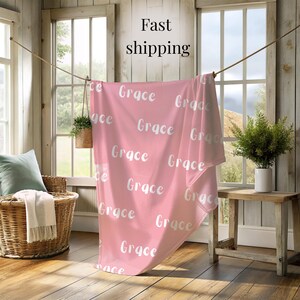 Personalized Velveteen Plush Blanket: Custom Name Nursery Decor