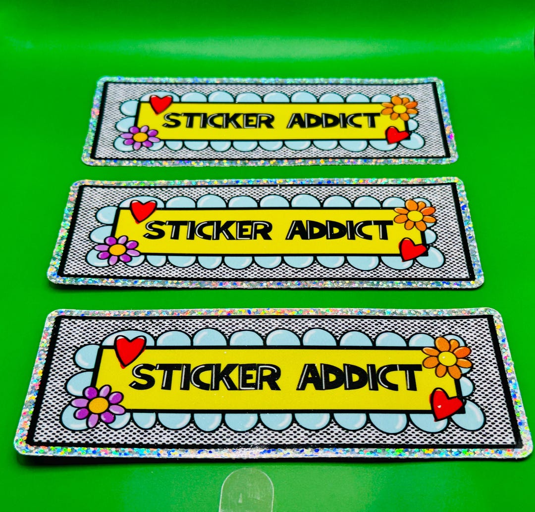 Sticker Addict - Glitter Sticker - Etsy