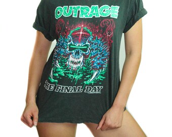 OUTRAGE THE FAINAL DAY 91-92ツアーT ヴィンテージ Vintage 90's Outrage The Final Day Japanese Thrash Metal Tee