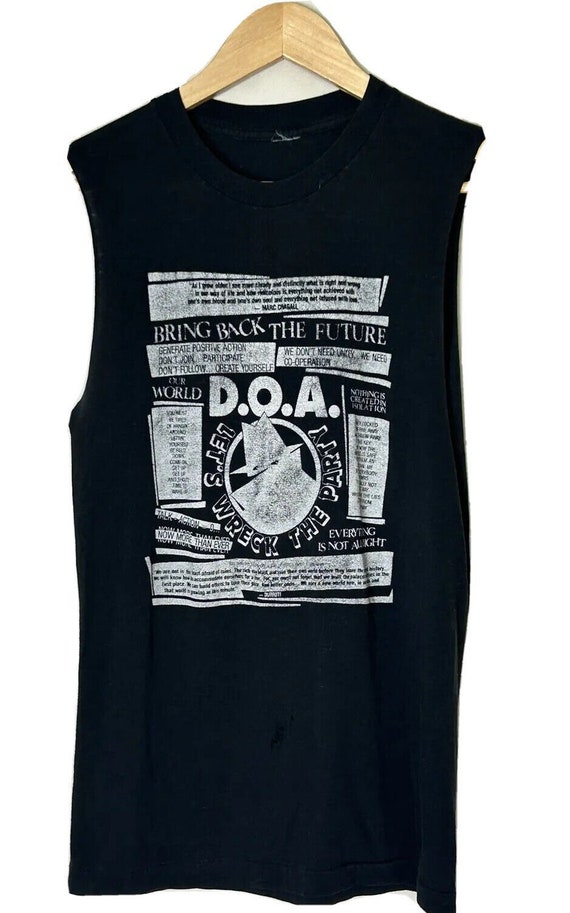 Vintage DOA Shirt 1985 True Strong & Free Black Pu