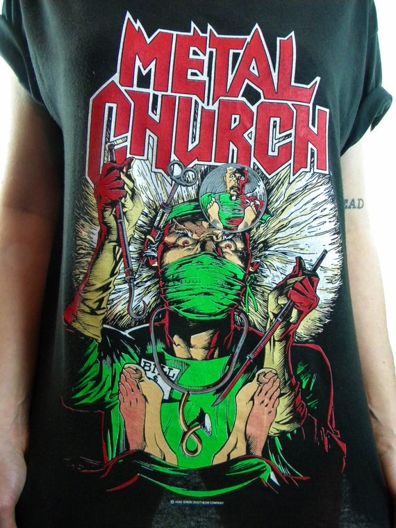 Vintage Metal Church Shirt 80s Tee Heavy Metal 80… - image 3