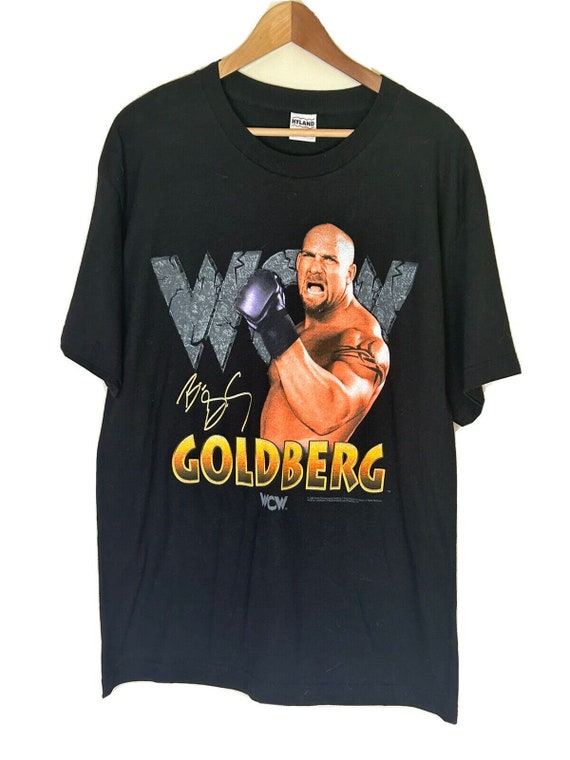 Vintage Bill Goldberg Shirt WCW Black Short Sleeve