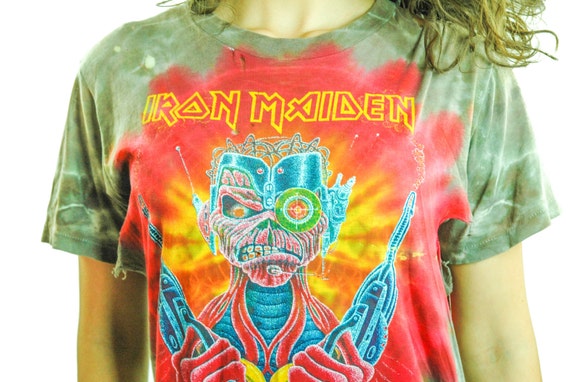 Vintage Iron Maiden Shirt 1987 Band Tee Concert Shirt Tye Dye 80s
