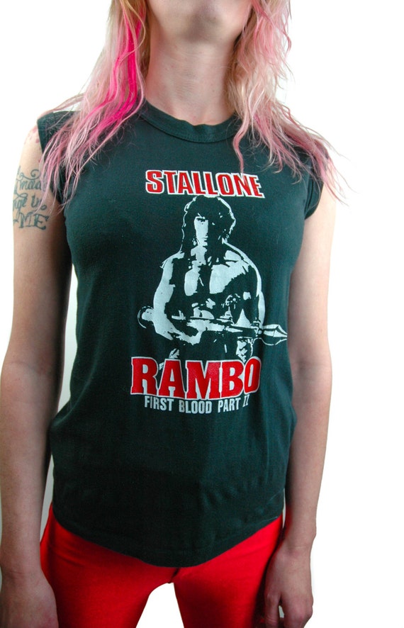 Vintage Rambo Shirt 80s Tee 80s Shirt Muscle Shir… - image 1