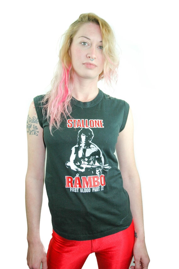 Vintage Rambo Shirt 80s Tee 80s Shirt Muscle Shir… - image 4