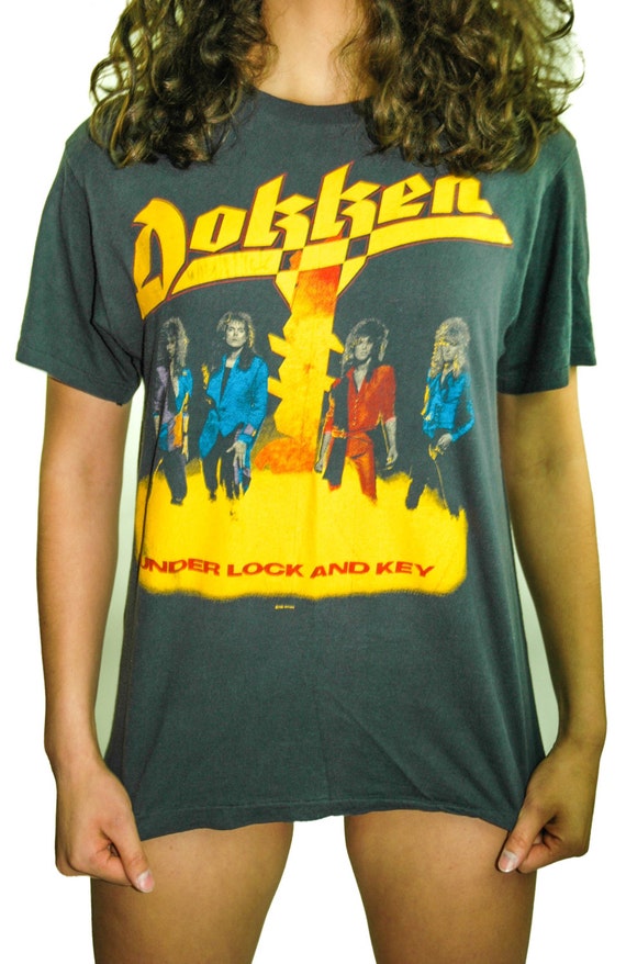 Vintage Dokken Shirt Under Lock and Key 1980s Con… - image 1