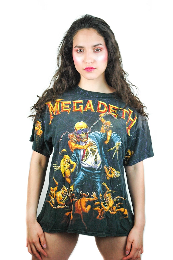 Vintage MEGADETH Shirt Over 1991 Vic Rattlehead - Etsy