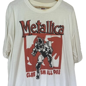 Vintage metallica shirt 2003 Metallica Club wit korte mouw ronde hals 2XL