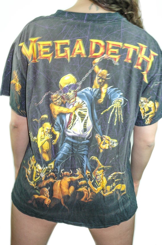 Vintage MEGADETH Shirt Over 1991 Vic Rattlehead - Etsy