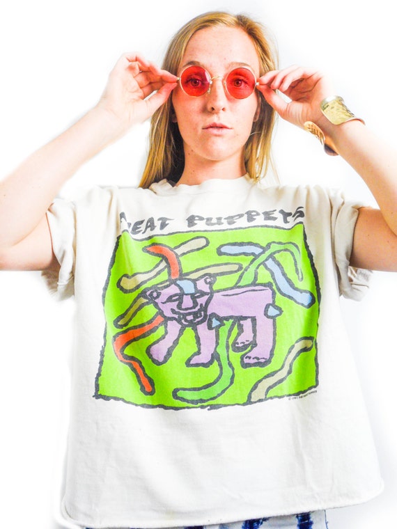 Vintage Meat Puppets Tee Customized 80s Rare - image 1