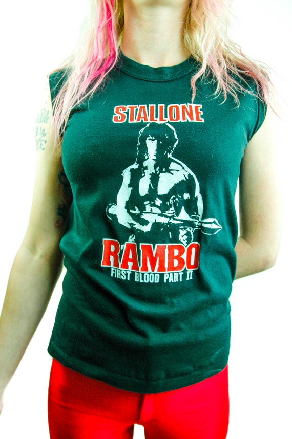 Vintage Rambo Shirt 80s Tee 80s Shirt Muscle Shir… - image 2